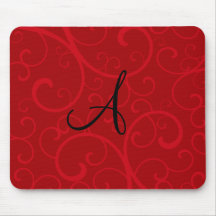 Monogram red swirls mouse pad