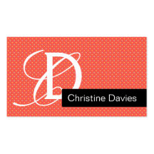 Monogram retro dots business card