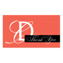 Monogram retro dots thank you business card
