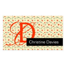 Monogram retro flowers business card