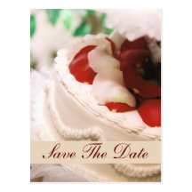 Monogram Rose Petal Cake Save The Date Postcard