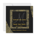 Monogram Save the Date Announcement Black Yellow