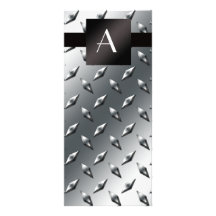 Monogram silver diamond steel plate pattern personalized rack card