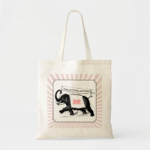 Monogram Steampunk Circus Pink Bridesmaid Tote Canvas Bag