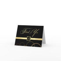 Monogram Thank You Cards - Black and Gold