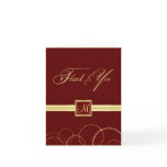 Monogram Thank You Cards - Burgundy & Gold