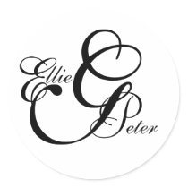 Monogram Three Letters & Names Wedding Sticker