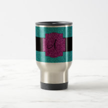 Monogram turquoise glitter coffee mug