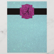 Monogram turquoise glitter flyers