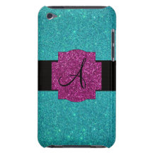 Monogram turquoise glitter iPod touch covers
