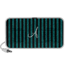 Monogram turquoise glitter stripes speaker system