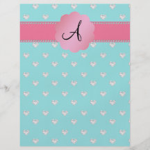 Monogram turquoise heart diamonds full color flyer