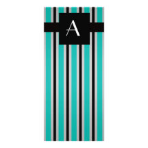 Monogram turquoise stripes custom rack card