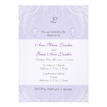 Monogram Twin Girls Baptism Invitation
