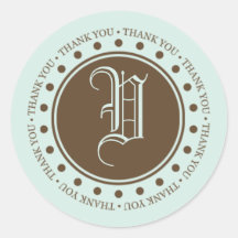 Monogram V Thank You Labels For Wedding Favours Sticker