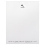 MONOGRAM W FLORAL BLACK PERSONALIZED LETTERHEAD