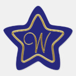 Monogram W in 3D gold Star Stickers
