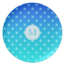 Monogram: Watercolor: Polka-dot Plate