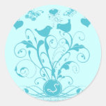 Monogram Wedding Birds change colours Round Sticker