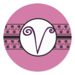 Monogram Wedding Borders Plum stickers