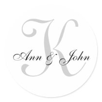 Monogram Wedding Initial Bride Groom Names Sticker