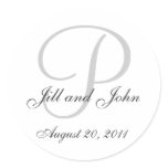 Monogram Wedding Initial Bride Groom Seal Sticker