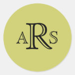 Monogram Wedding Initial Green Sticker