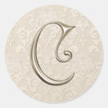 Monogram Wedding Stickers - letter C