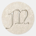 Monogram Wedding Stickers - letter M