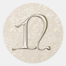 Monogram Wedding Stickers - letter N