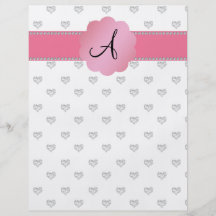 Monogram white diamonds hearts custom flyer