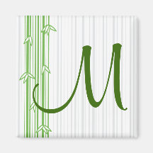 Monogram with Bamboo Background - Letter M Magnets