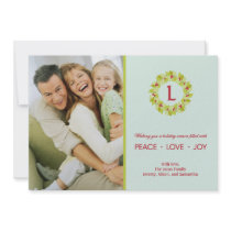 Monogram Wreath Holiday Photo Card Invite