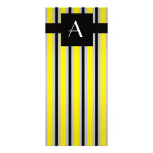 Monogram Yellow and black stripes Customized Rack Card