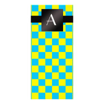 Monogram yellow and blue checkers customized rack card