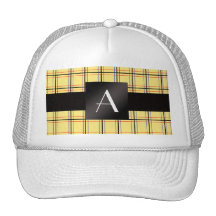Monogram yellow black plaid trucker hats