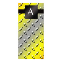 Monogram Yellow, grey and orange diamond steel Personalized Rack Card