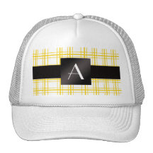 Monogram yellow plaid mesh hats