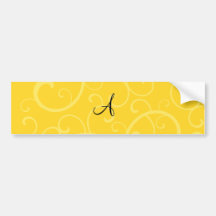 Monogram yellow swirls bumper stickers