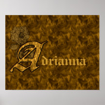 Monogram Your Name Initial A Gold Peony Poster