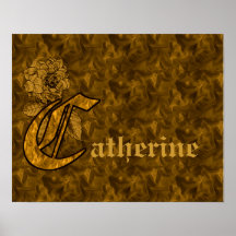 Monogram Your Name Initial C Gold Peony Poster