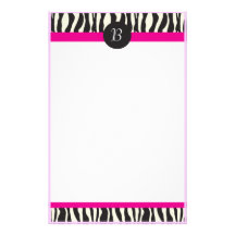 Monogram Zebra Stripes Customizable Stationery