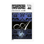 MONOGRAMME BLEU NOIR DE DAMASSÉ DE TOPAZE,