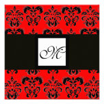 MONOGRAMME de DAMASSÉ, noir et blanc, rouge Faire-parts