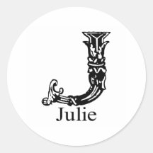Monogramme de fantaisie : Julie Autocollants Ronds