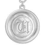 Monogramme de joint de cire - argent - le vieil an collier personnalisé