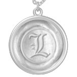 Monogramme de joint de cire - argent - le vieil an collier personnalisé