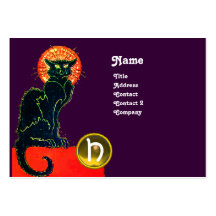 MONOGRAMME DE PARTIE DE CAT NOIR CARTE DE VISITE