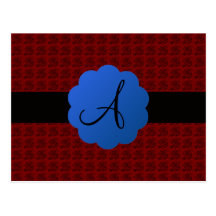 Monogramme de rose rouge carte postale