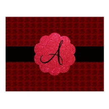 Monogramme de roses rouges carte postale